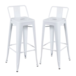 Kit 2 banquetas altas para bancada Iron Tolix com encosto 76 cm – Branco