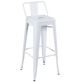 Kit 2 banquetas altas para bancada Iron Tolix com encosto 76 cm – Branco