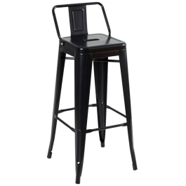 Kit 2 banquetas altas para bancada Iron Tolix com encosto 76 cm – Preto Semibrilho