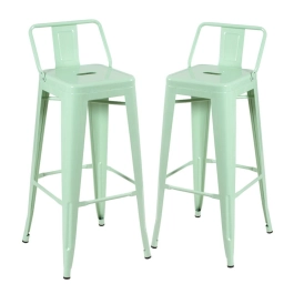 Kit 2 banquetas altas para bancada Iron Tolix com encosto 76 cm – Verde claro