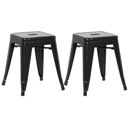 Kit 2 Banquetas baixa para cozinha Iron Tolix 45 cm - Preto