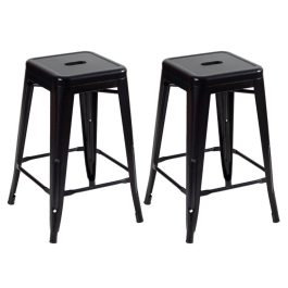 Kit 2 Banquetas média para bancada Iron Tolix 61 cm - Preto