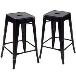 Kit 2 Banquetas média para bancada Iron Tolix 66 cm – Preto