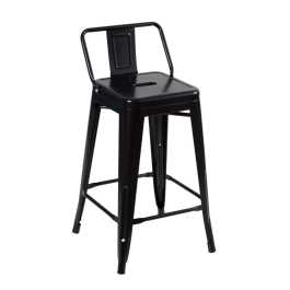 Kit 2 Banquetas média para bancada Iron Tolix com encosto 61 cm - Preto