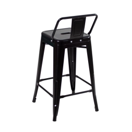 Kit 2 Banquetas média para bancada Iron Tolix com encosto 61 cm - Preto