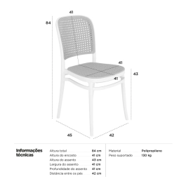 Kit 2 Cadeiras de jantar Amis Lola com design moderno e assento confortável - Branco