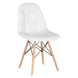 Kit 2 Cadeiras de jantar Charles Eames Eiffel Botonê Estofada - Branco Kit 2 Cadeiras de jantar Charles Eames Eiffel Botonê Estofada - Branco