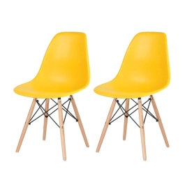 Kit 2 Cadeiras de jantar Charles Eames Eiffel DSW em Polipropileno - Amarelo Kit 2 Cadeiras de jantar Charles Eames Eiffel DSW em Polipropileno - Amarelo