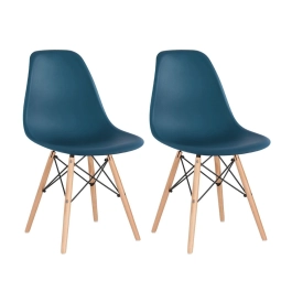 Kit 2 Cadeiras de jantar Charles Eames Eiffel DSW em Polipropileno - Azul petróleo