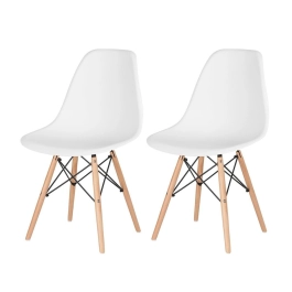 Kit 2 Cadeiras de jantar Charles Eames Eiffel DSW em Polipropileno - Branco