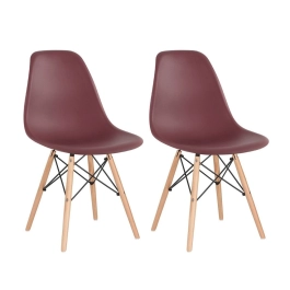 Kit 2 Cadeiras de jantar Charles Eames Eiffel DSW em Polipropileno - Marrom