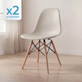 Kit 2 Cadeiras de jantar Charles Eames Eiffel DSW em Polipropileno - Nude
