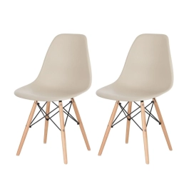 Kit 2 Cadeiras de jantar Charles Eames Eiffel DSW em Polipropileno - Nude Kit 2 Cadeiras de jantar Charles Eames Eiffel DSW em Polipropileno - Nude
