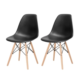 Kit 2 Cadeiras de jantar Charles Eames Eiffel DSW em Polipropileno - Preto Kit 2 Cadeiras de jantar Charles Eames Eiffel DSW em Polipropileno - Preto