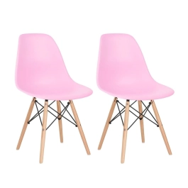 Kit 2 Cadeiras de jantar Charles Eames Eiffel DSW em Polipropileno - Rosa claro