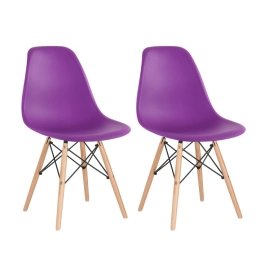 Kit 2 Cadeiras de jantar Charles Eames Eiffel DSW em Polipropileno - Roxo