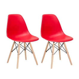 Kit 2 Cadeiras de jantar Charles Eames Eiffel DSW em Polipropileno - Vermelho