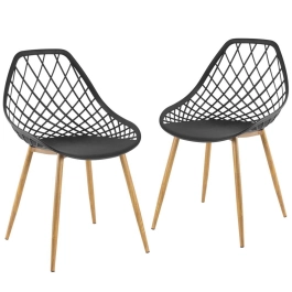 Kit 2 cadeiras de jantar Clarice Cloe com design contemporâneo – Preto