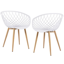 Kit 2 Cadeiras de jantar Clarice Nest com design moderno e anatômico - Branco