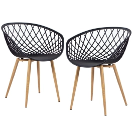 Kit 2 Cadeiras de jantar Clarice Nest com design moderno e anatômico - Preto