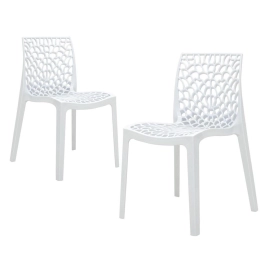 Kit 2 Cadeiras de jantar Gruvyer com design contemporâneo e anatômico - Branco