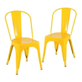Kit 2 Cadeiras de jantar Iron Tolix com design industrial - Amarelo
