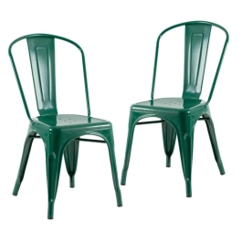 Kit 2 Cadeiras de jantar Iron Tolix com design industrial - Verde Escuro