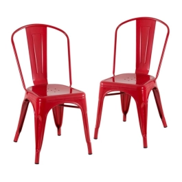 Kit 2 Cadeiras de jantar Iron Tolix com design industrial - Vermelho