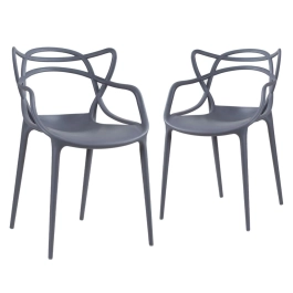 Kit 2 Cadeiras de jantar Master Allegra Design Moderno em Polipropileno - Cinza escuro