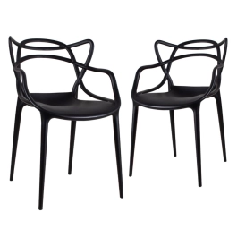Kit 2 Cadeiras de jantar Master Allegra Design Moderno em Polipropileno - Preto