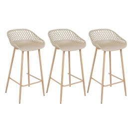 Kit 3 Banquetas alta para bancada Clarice Cloe com base de metal – Nude