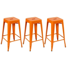 Kit 3 Banquetas alta para bancada Iron Tolix 76 cm – Laranja