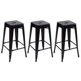 Kit 3 Banquetas alta para bancada Iron Tolix 76 cm - Preto semibrilho