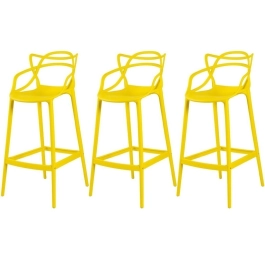 Kit 3 Banquetas alta para bancada Master Allegra em Polipropileno 78 cm - Amarelo