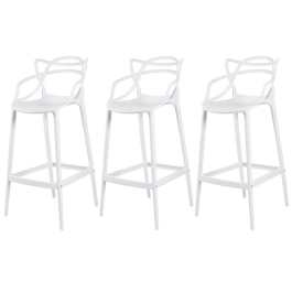 Kit 3 Banquetas alta para bancada Master Allegra em Polipropileno 78 cm - Branco