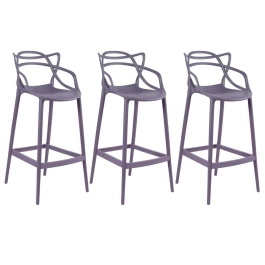 Kit 3 Banquetas alta para bancada Master Allegra em Polipropileno 78 cm - Cinza escuro