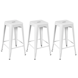 Kit 3 banquetas altas para bancada Iron Tolix 76 cm – Branco