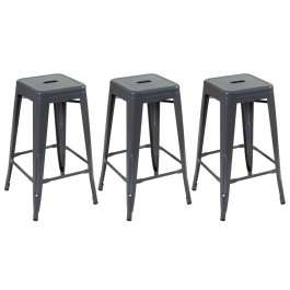 Kit 3 banquetas altas para bancada Iron Tolix 76 cm – Cinza Escuro