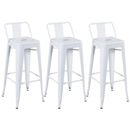 Kit 3 banquetas altas para bancada Iron Tolix com encosto 76 cm – Branco