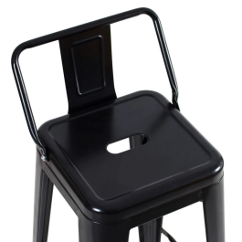 Kit 3 banquetas altas para bancada Iron Tolix com encosto 76 cm – Preto Semibrilho