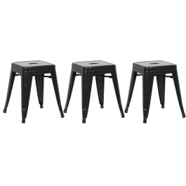 Kit 3 Banquetas baixa para cozinha Iron Tolix 45 cm - Preto