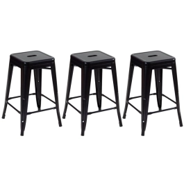 Kit 3 Banquetas média para bancada Iron Tolix 61 cm - Preto