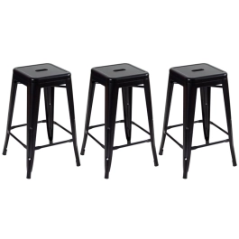 Kit 3 Banquetas média para bancada Iron Tolix 66 cm – Preto