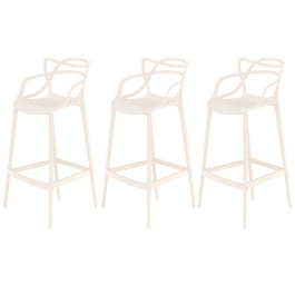 Kit 3 Banquetas média para bancada Master Allegra em Polipropileno 66 cm - Creme