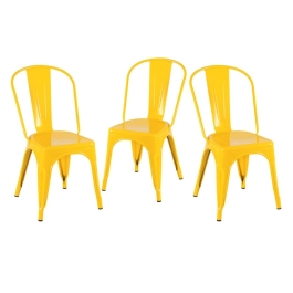 Kit 3 Cadeiras de jantar Iron Tolix com design industrial - Amarelo