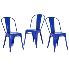 Kit 3 Cadeiras de jantar Iron Tolix com design industrial - Azul Escuro Kit 3 Cadeiras de jantar Iron Tolix com design industrial - Azul Escuro