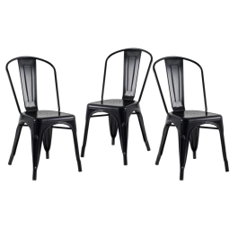 Kit 3 Cadeiras de jantar Iron Tolix com design industrial - Preto Semibrilho