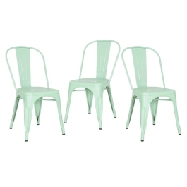 Kit 3 Cadeiras de jantar Iron Tolix com design industrial - Verde Claro
