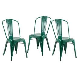 Kit 3 Cadeiras de jantar Iron Tolix com design industrial - Verde Escuro