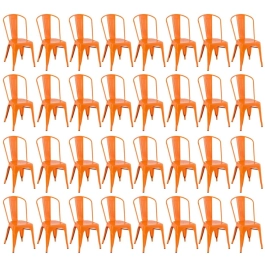 Kit 32 Cadeiras de jantar Iron Tolix com design industrial - Laranja
